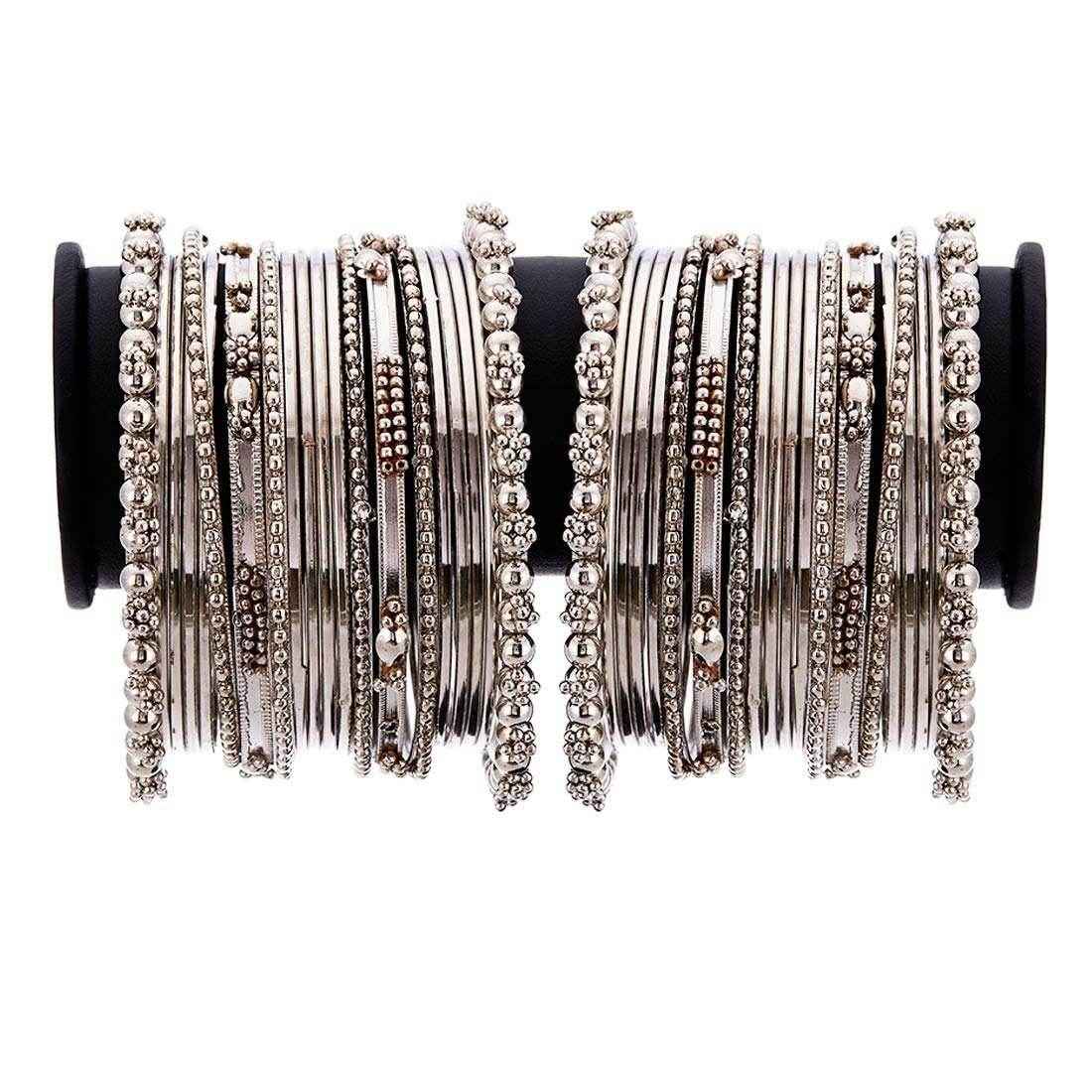 Gauri Alloy Bangle Set Silver T4 Jewels