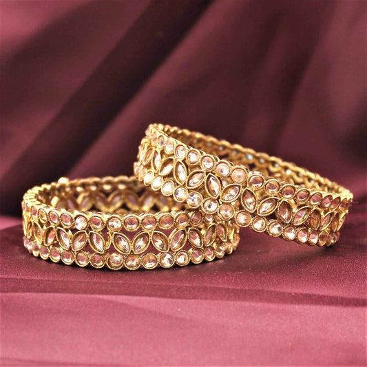 T4 Jewels Golden Color Nag Stone Kada (Pack Of 2) Bracelets T4 Jewels