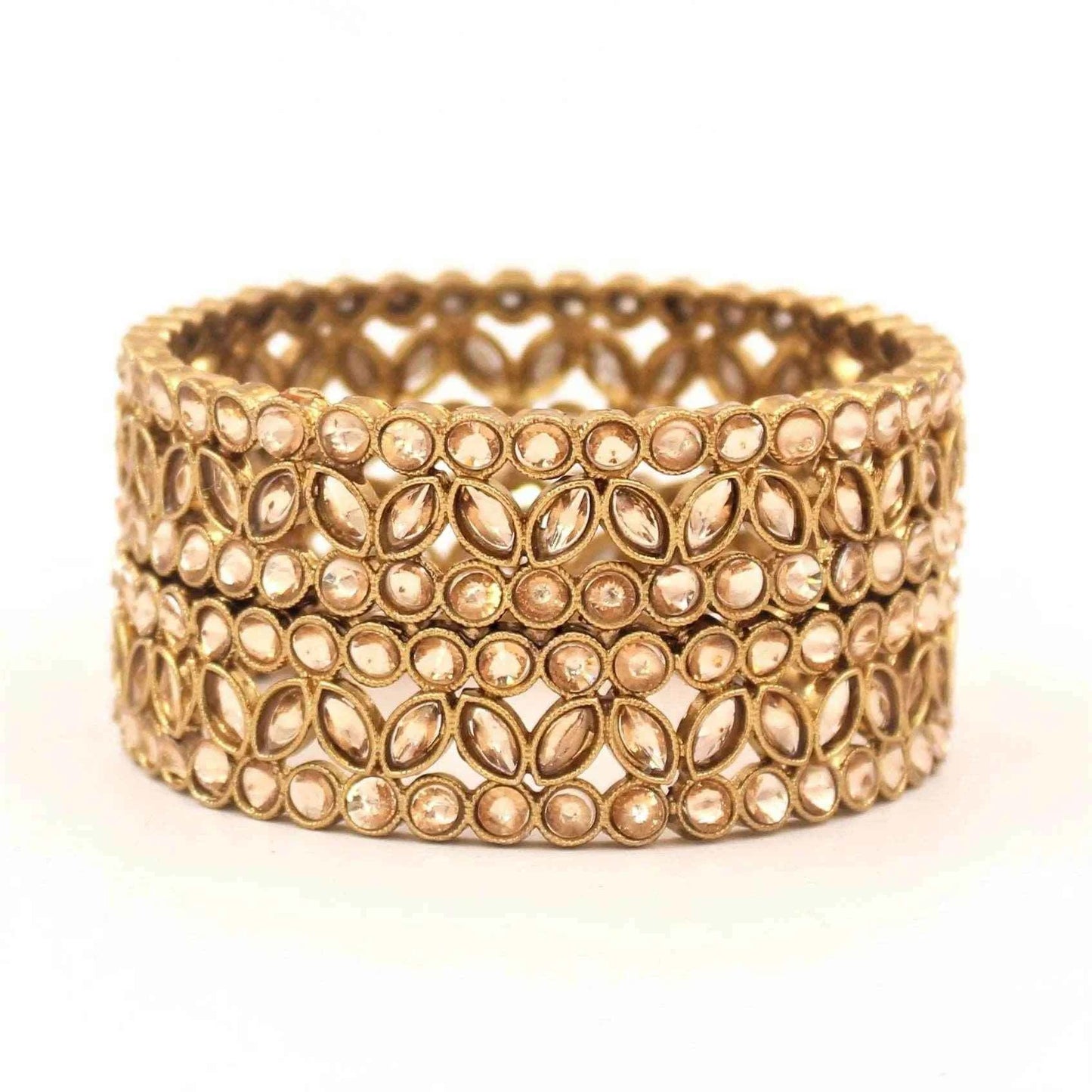 T4 Jewels Golden Color Nag Stone Kada (Pack Of 2) Bracelets T4 Jewels