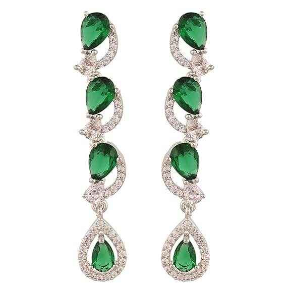 T4 Jewels Green Color American Diamond Necklace Necklaces T4 Jewels