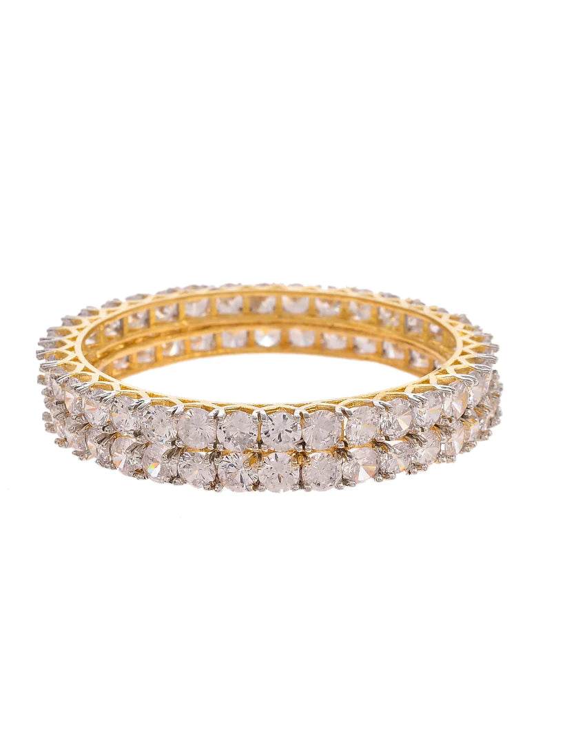 Set Of 2 Gold Plated American Diamond Bangles (AD-001) T4 Jewels