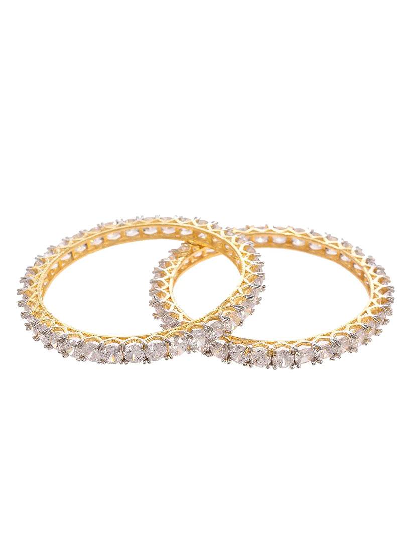 Set Of 2 Gold Plated American Diamond Bangles (AD-001) T4 Jewels