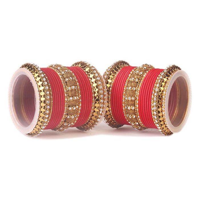 Set of 2 Traditional Solid Colored Bangle Set Red All Bangle Sets T4 Jewels