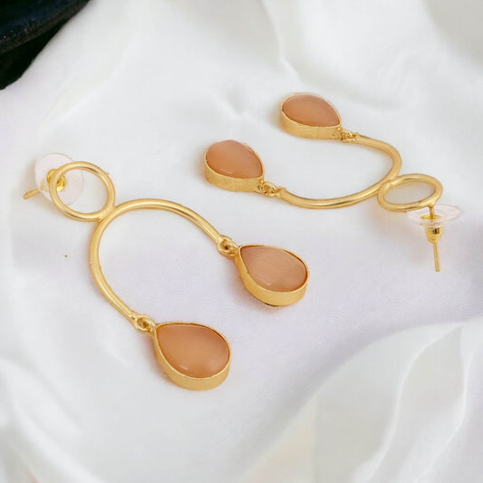 Loop Matte Gold Finish Earrings Golden T4 Jewels