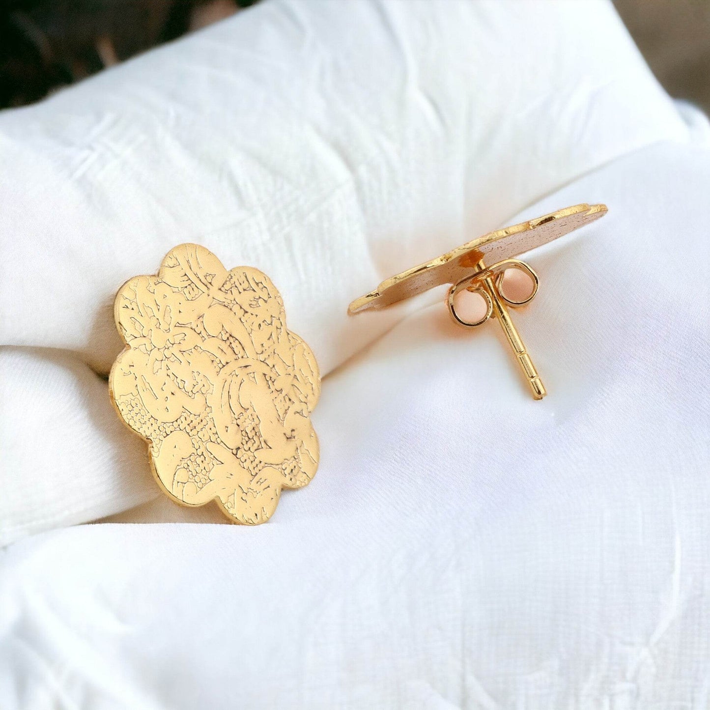 Textured Matte Gold Finish Earrings T4 Jewels