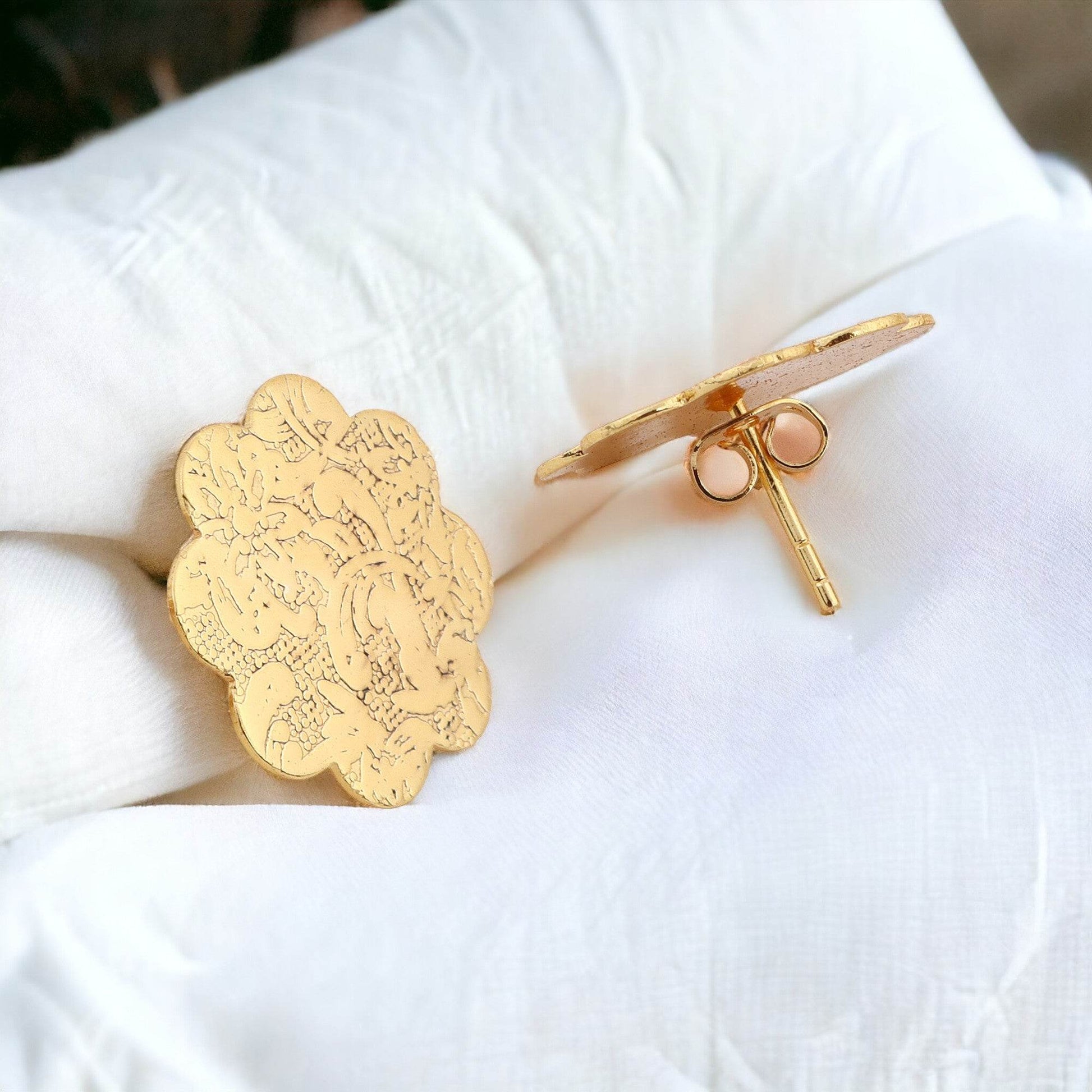 Textured Matte Gold Finish Earrings T4 Jewels