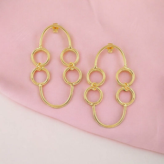 Beautiful Round Matte Gold Finish Earrings T4 Jewels