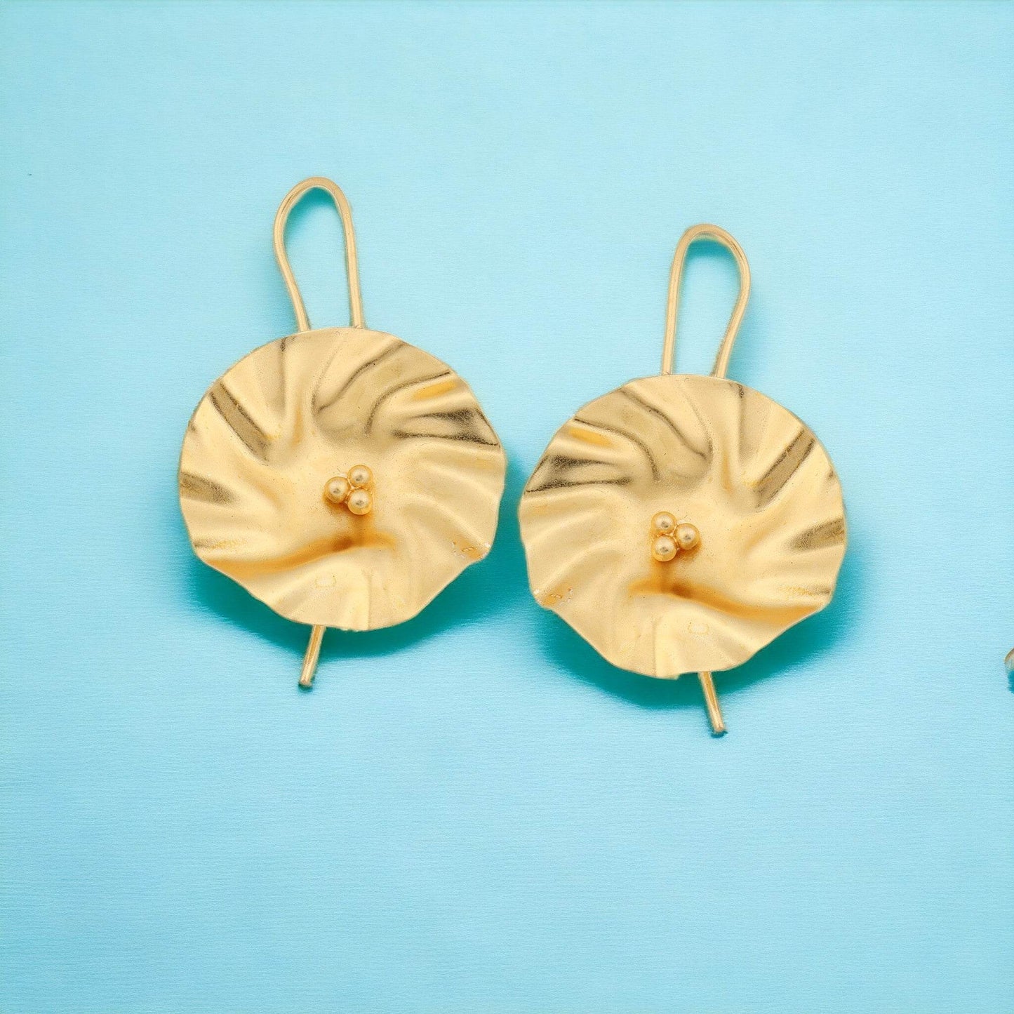 Pretty Matte Gold Finish Earrings for partywear T4 Jewels