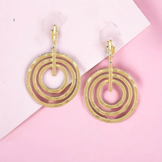 Matte Gold Finish Round drop design Earrings T4 Jewels