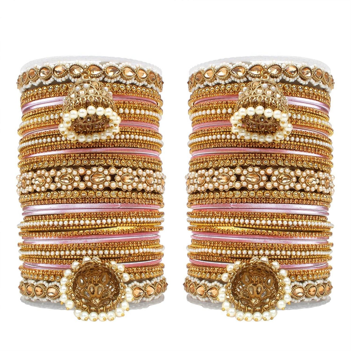 Set of 2 Rich Texture bangle set with Jhumki Borders by T4 Jewels All Bangle Sets T4 Jewels