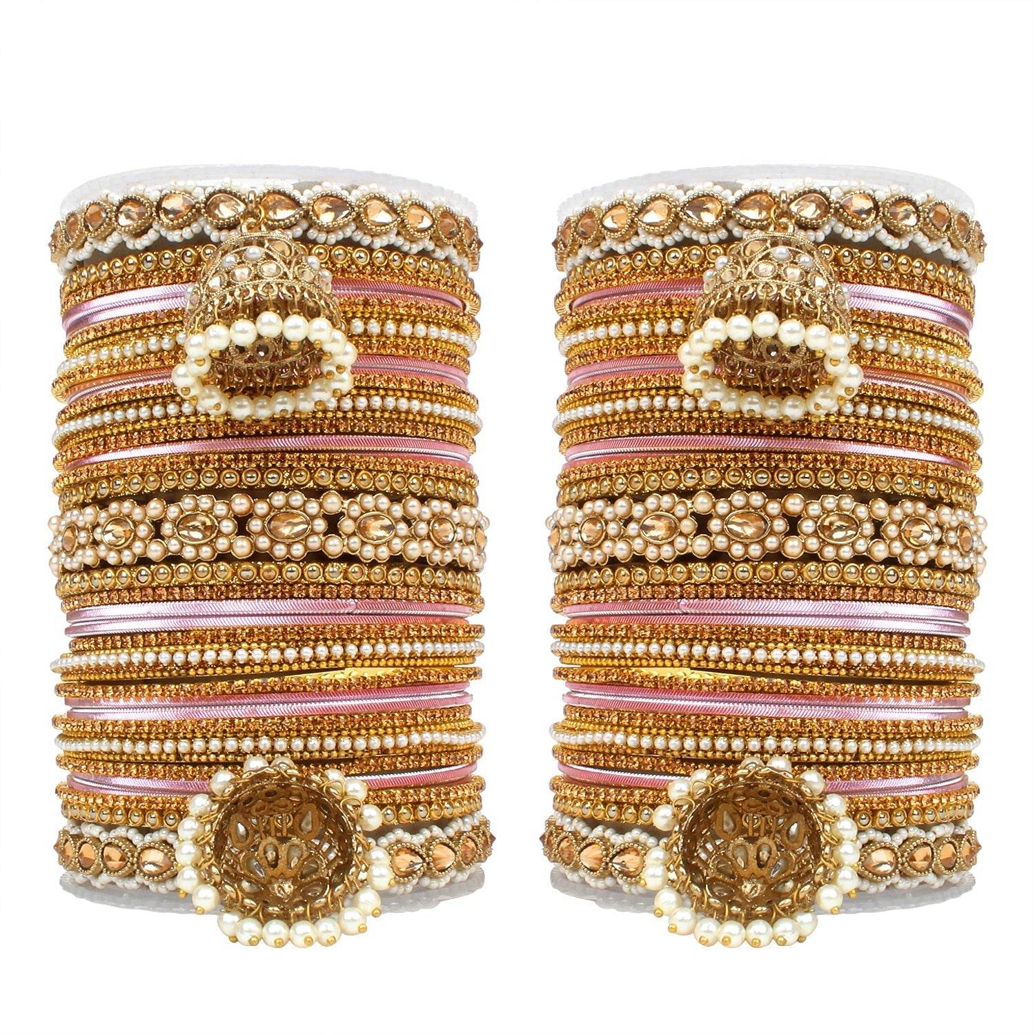 Set of 2 Rich Texture bangle set with Jhumki Borders by T4 Jewels All Bangle Sets T4 Jewels