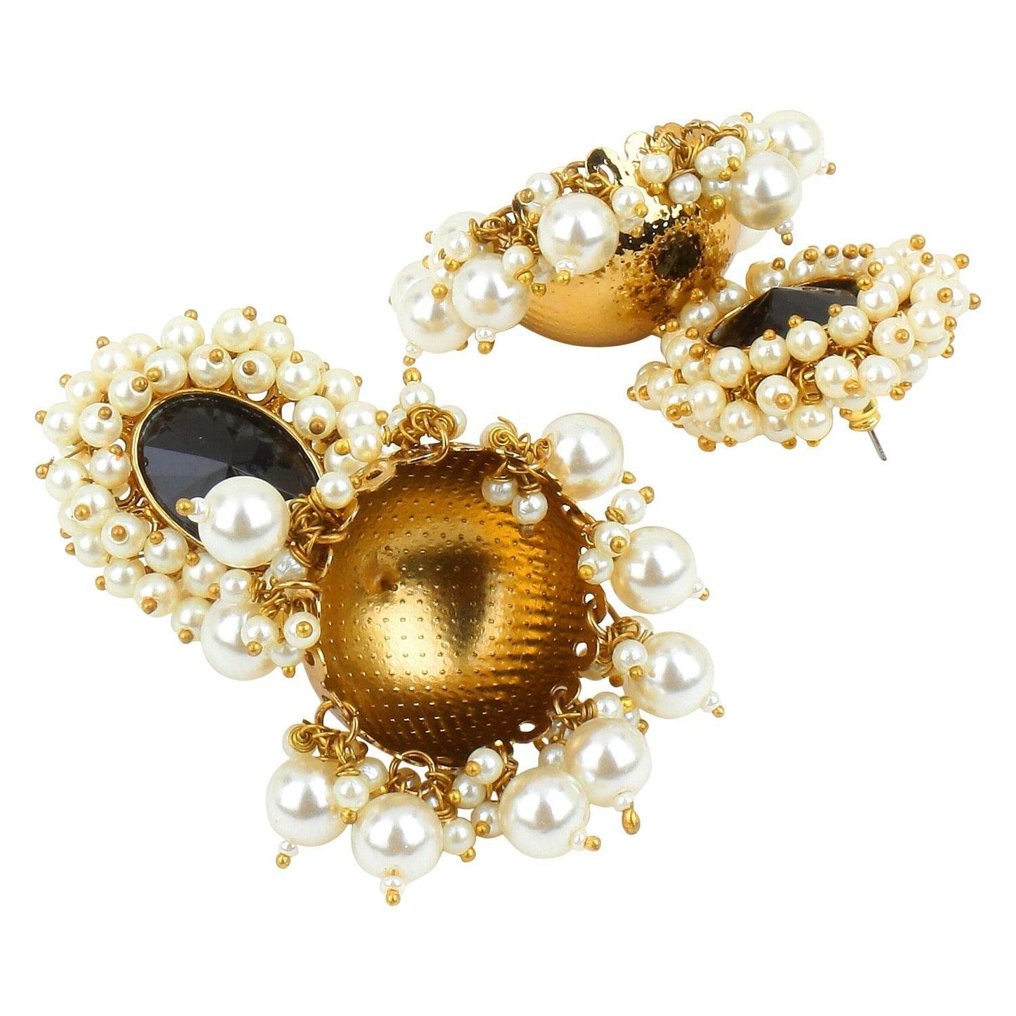 Beaded Jhumki Earring with Glass Stone by T4 Jewels T4 Jewels