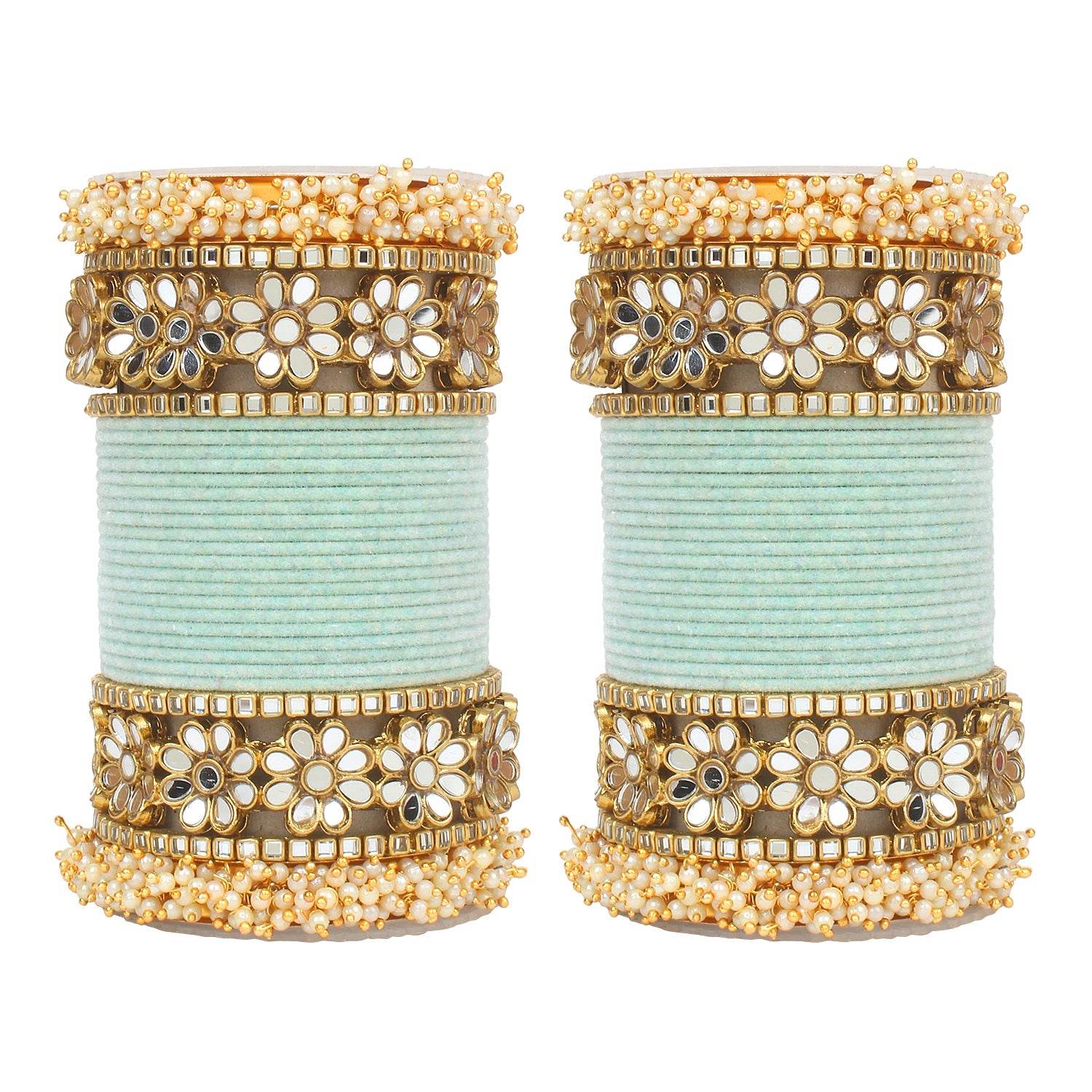 Flower Mirror Bangle Set with Velvet Bangles by T4 Jewels Surf All Bangle Sets T4 Jewels