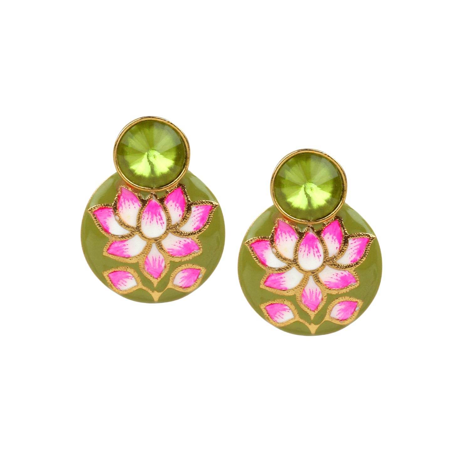 Traditional Meenakari Earring with stone by T4 Jewels Mehendi T4 Jewels