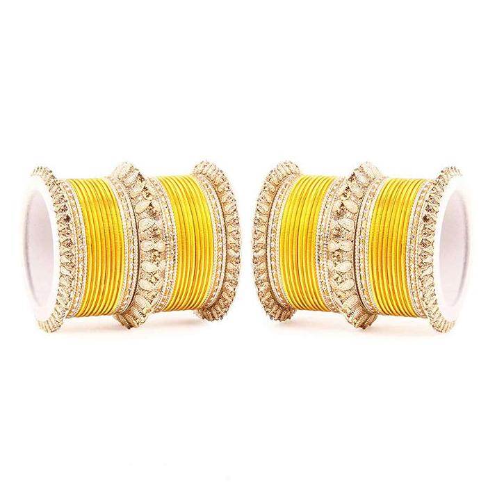 Set of 2 Royal Lac Bangle Set Yellow All Bangle Sets T4 Jewels