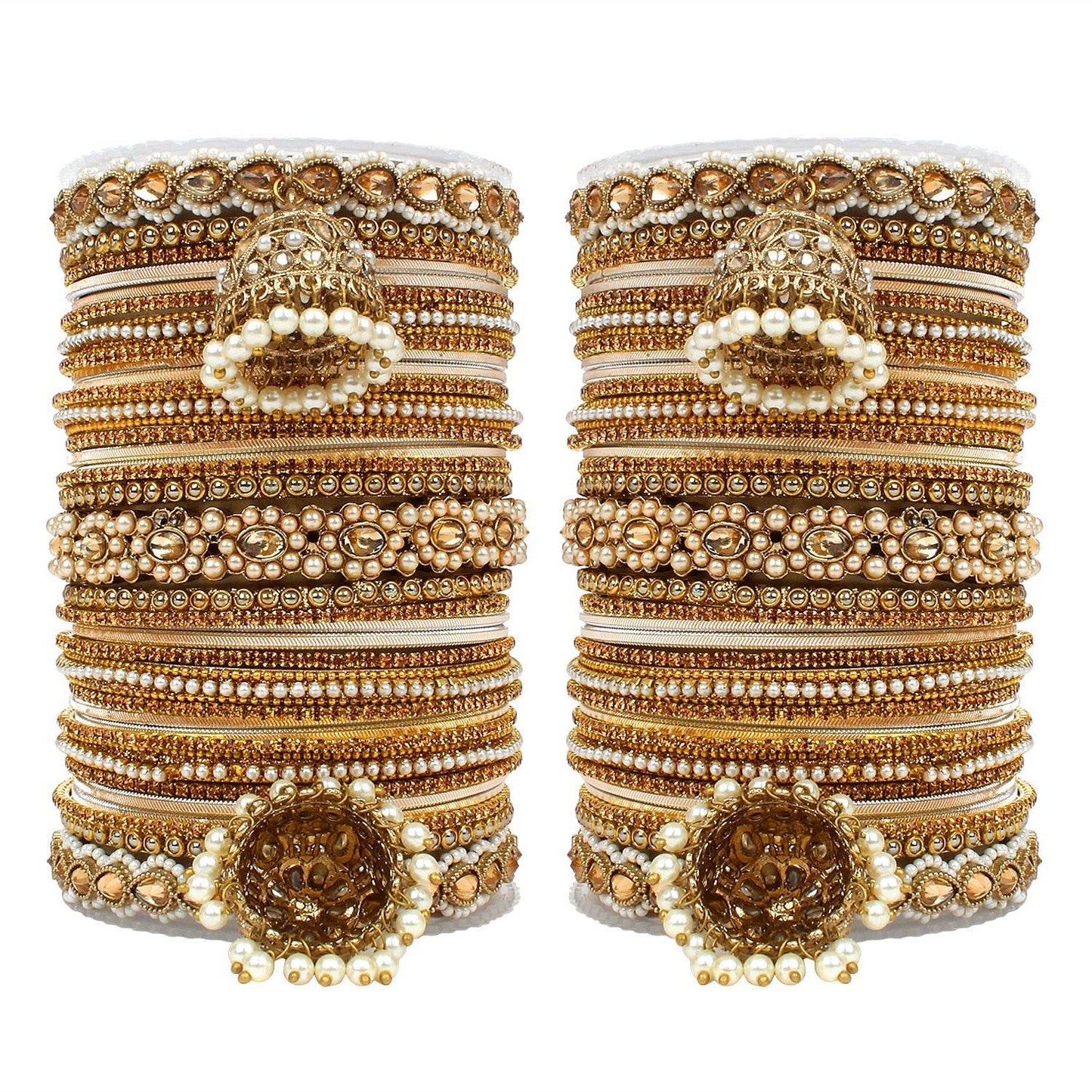 Set of 2 Rich Texture bangle set with Jhumki Borders by T4 Jewels Earth All Bangle Sets T4 Jewels
