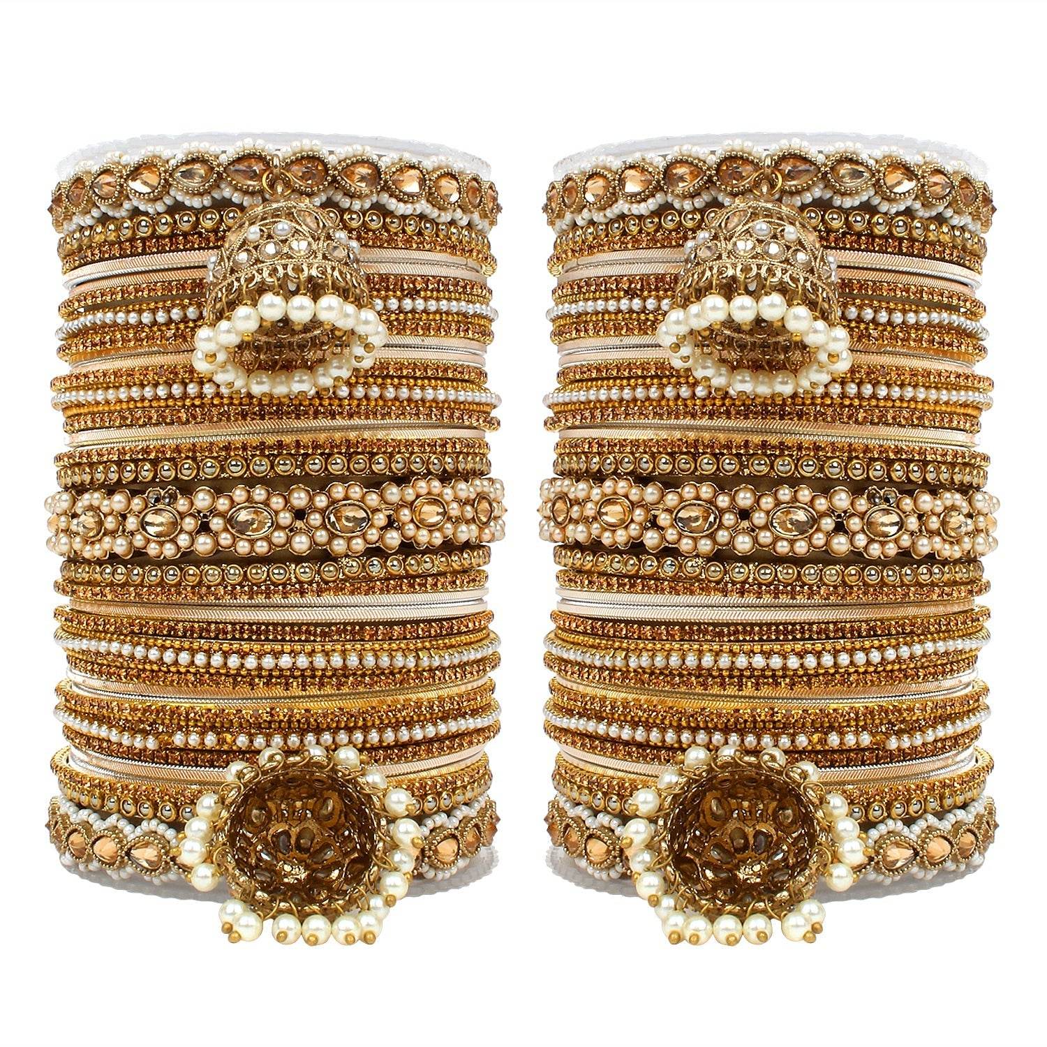 Set of 2 Rich Texture bangle set with Jhumki Borders by T4 Jewels Earth All Bangle Sets T4 Jewels