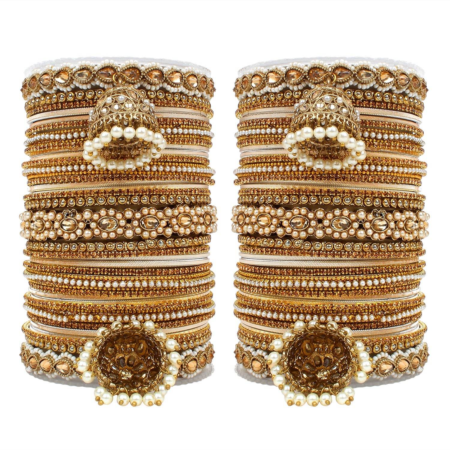 Set of 2 Rich Texture bangle set with Jhumki Borders by T4 Jewels Earth All Bangle Sets T4 Jewels
