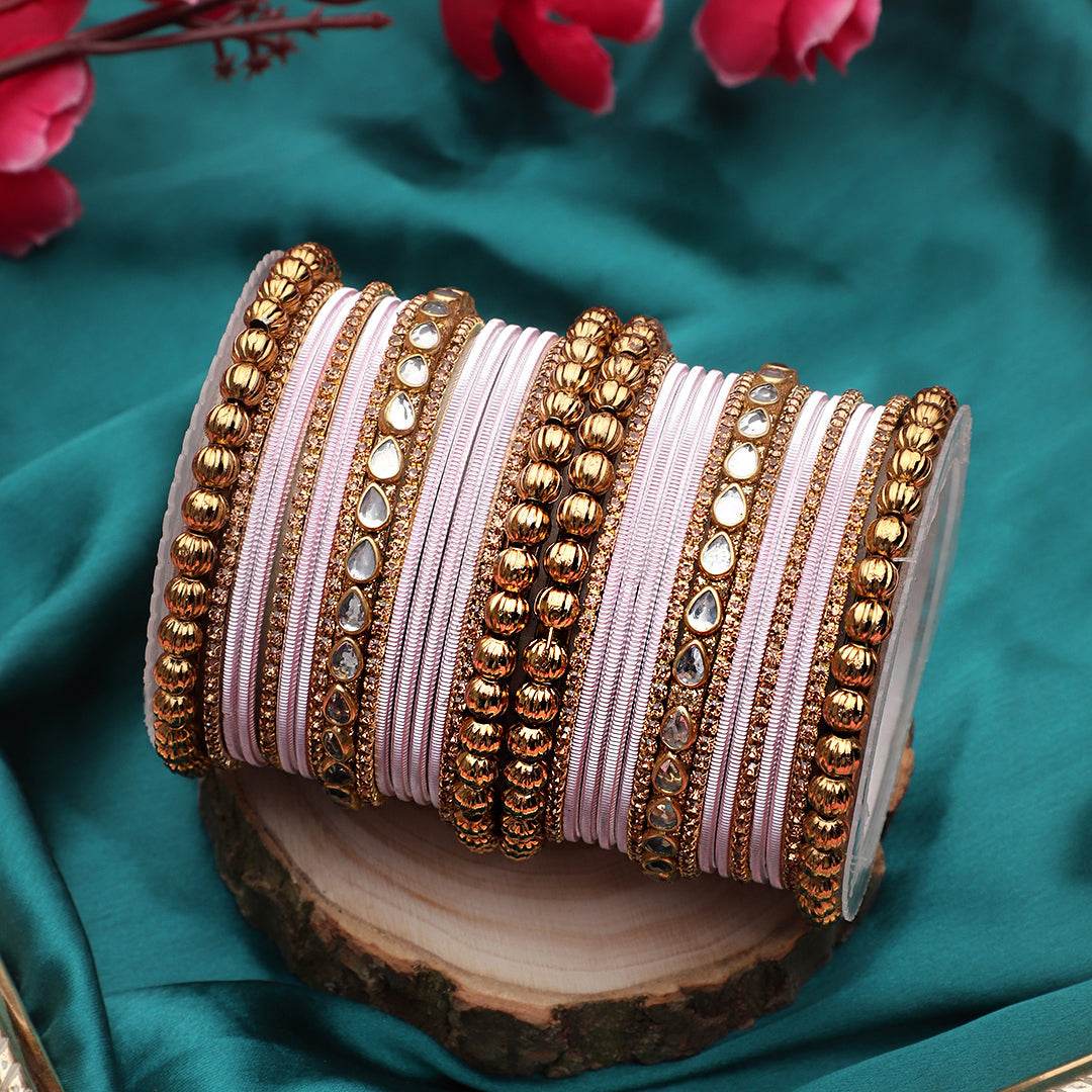 Traditional Ethnic Bangle Set by T4 Jewels for women for both hands Peach All Bangle Sets T4 Jewels