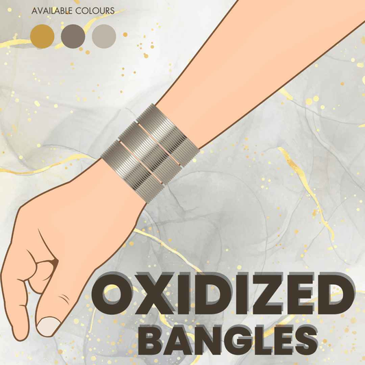 T4 Jewels Black, Golden & Silver Color Bangles Set (Pack Of 36). Black Oxidized T4 Jewels