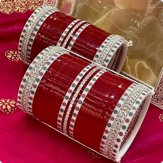 T4 Jewels | Silver & White Bead Chooda with Crystal Detailing 🤍✨- 1H