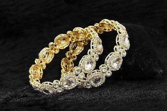 SAIYONI Beautiful Gold & Silver Plated Designer Metal Bangles Set For Women & Girls (Set Of 2) Bracelets T4 Jewels