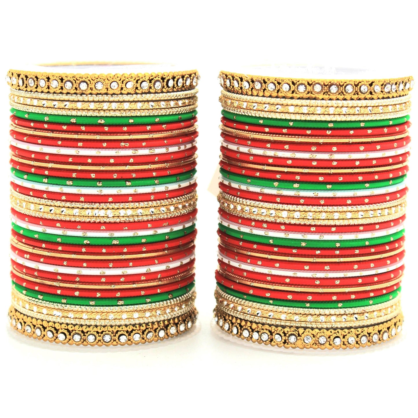 Set of 2 Traditional Partywear bangle sets for women by T4 Jewels Red-Green All Bangle Sets T4 Jewels