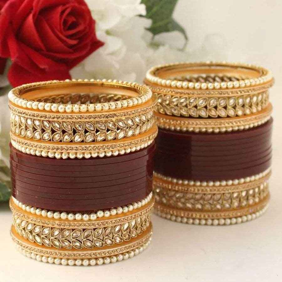 T4 Jewels Red Color Premium Chuda For Your Special Day (CH-20Z) Maroon Bridal Chuda T4 Jewels