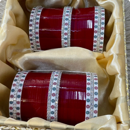 T4 Jewels 👑 Royal Bridal Chura - Intricate Gold & White Kundan Stone Design ✨- 12H