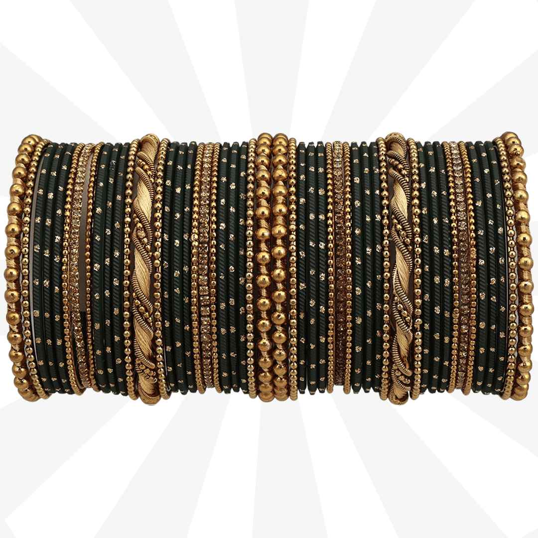 Monica Bangle Set -SK GT Dark Green All Bangle Sets T4 Jewels