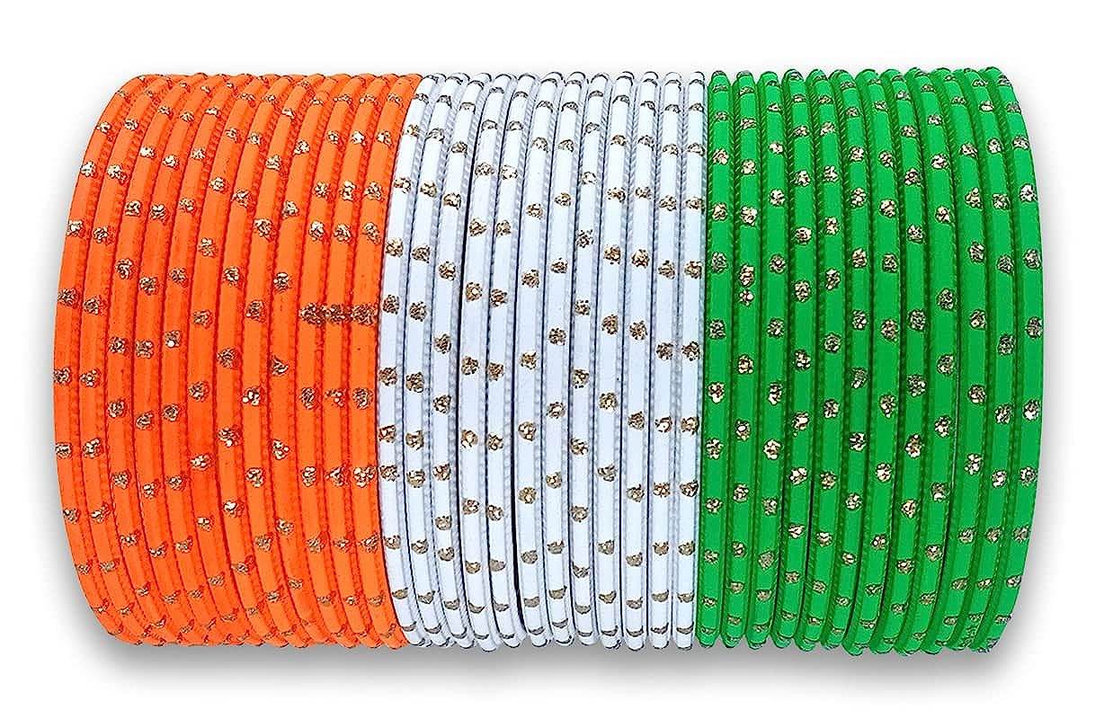 T4 Jewels Dotted Tricolor Bangle Set (Pack Of 36) Tricolor Bangles T4 Jewels