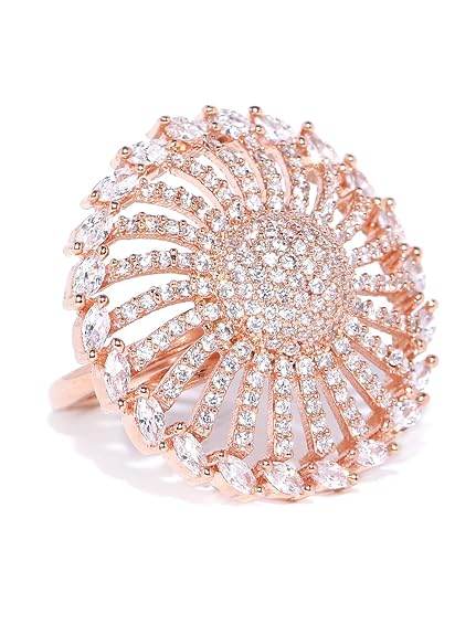 T4 Jewels Rose Golden Color American Diamond Ring - ADR002 Rings T4 Jewels