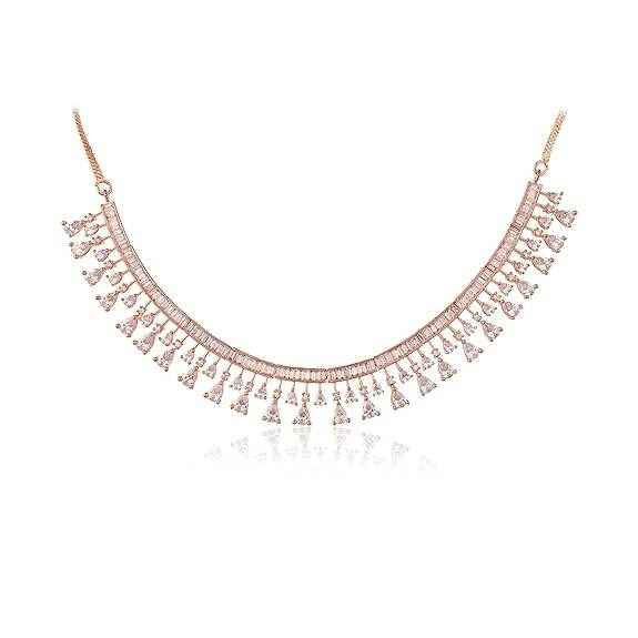 T4 Jewels Rose Gold American Diamond Necklace Necklaces T4 Jewels