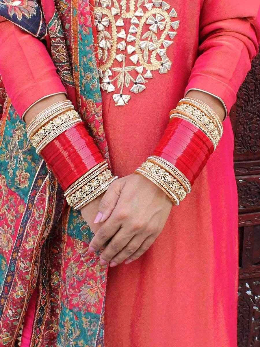 T4 Jewels Bridal Chuda With White Kada & Patti-Availbale In Many Colors (CH2Z) Bridal Chuda T4 Jewels