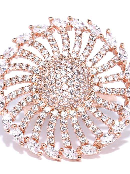 T4 Jewels Rose Golden Color American Diamond Ring - ADR002 Rings T4 Jewels