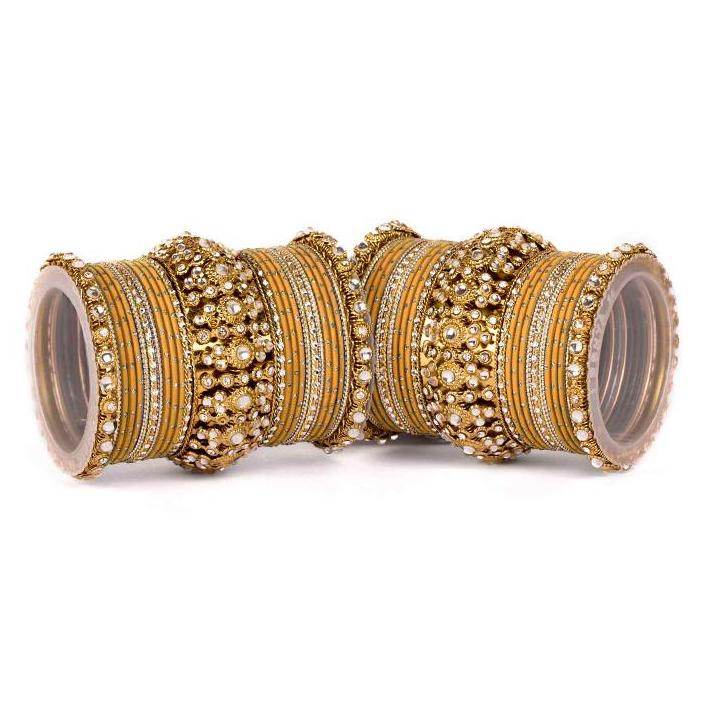 Set of 2 Beautiful Golden Dotted Colored Bangle Set Golden All Bangle Sets T4 Jewels