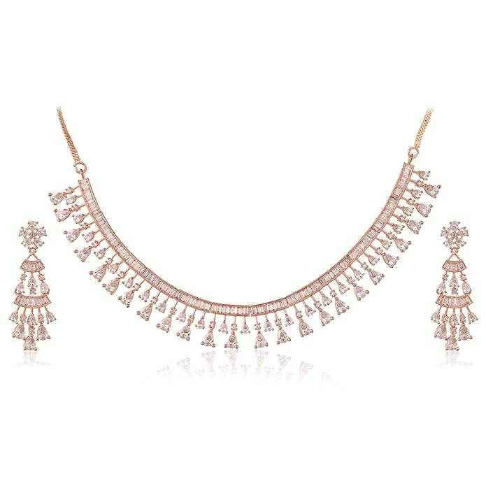 T4 Jewels Rose Gold American Diamond Necklace Necklaces T4 Jewels