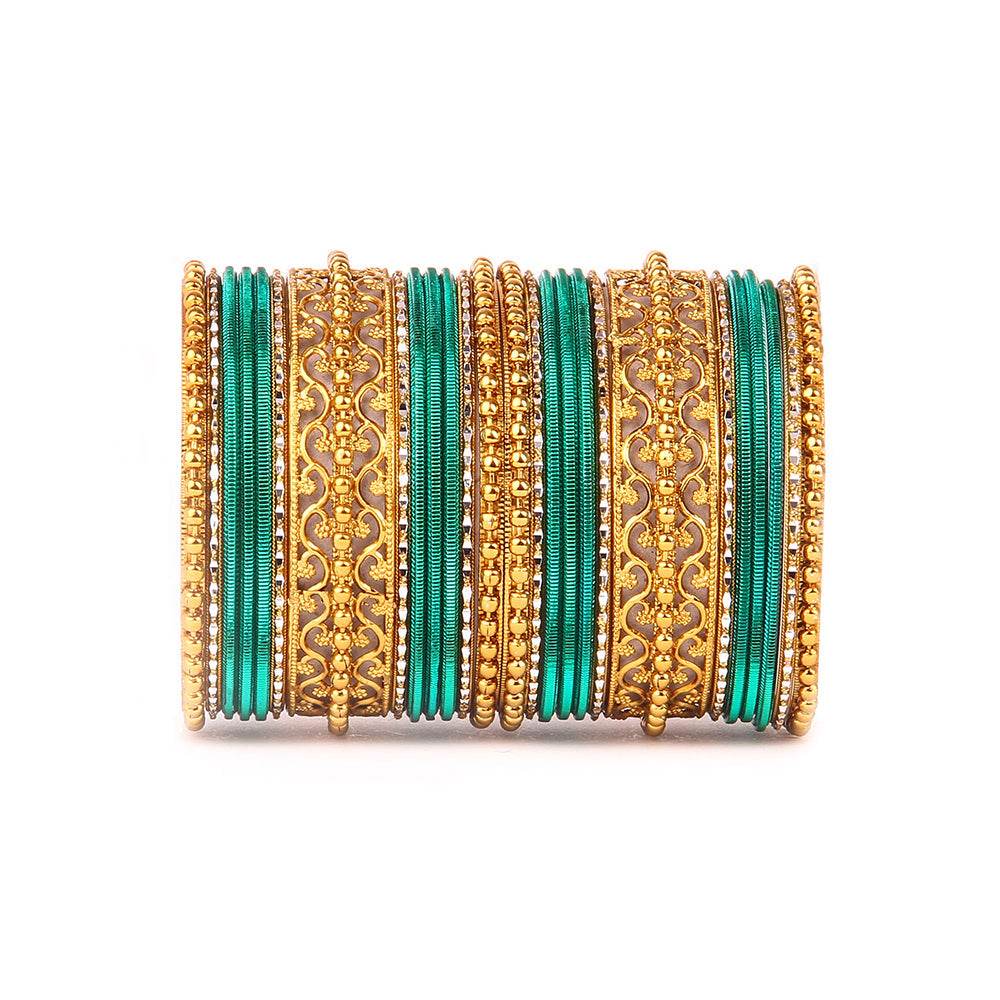 Low Cost Shinning Bangle Set Dark Green All Bangle Sets T4 Jewels