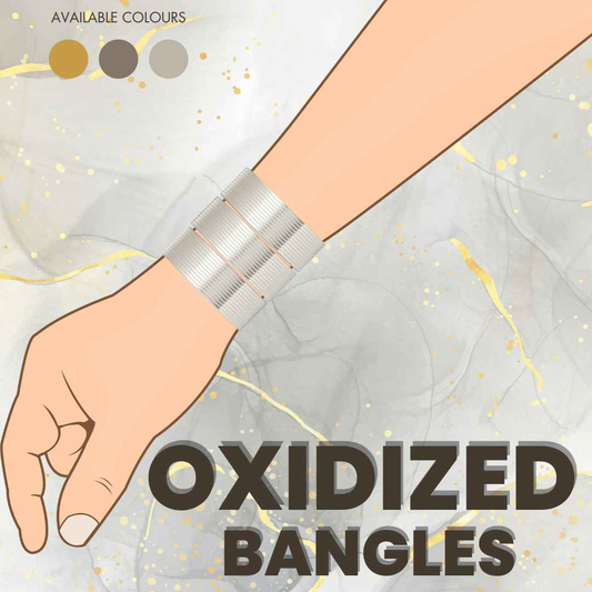 T4 Jewels Silver, Golden & Black Color Bangles Set (Pack Of 36). Silver Oxidized T4 Jewels