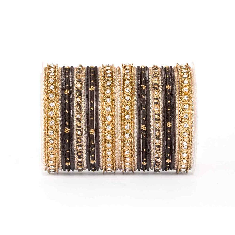 Elegant Colored Thread Bangle Set Black All Bangle Sets T4 Jewels