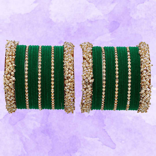 T4 Jewels Stylish Latest Collection Fashion Jewellery Pearl And Stone Glossy Finished Metal Bangles Set - 70NO All Bangle Sets T4 Jewels