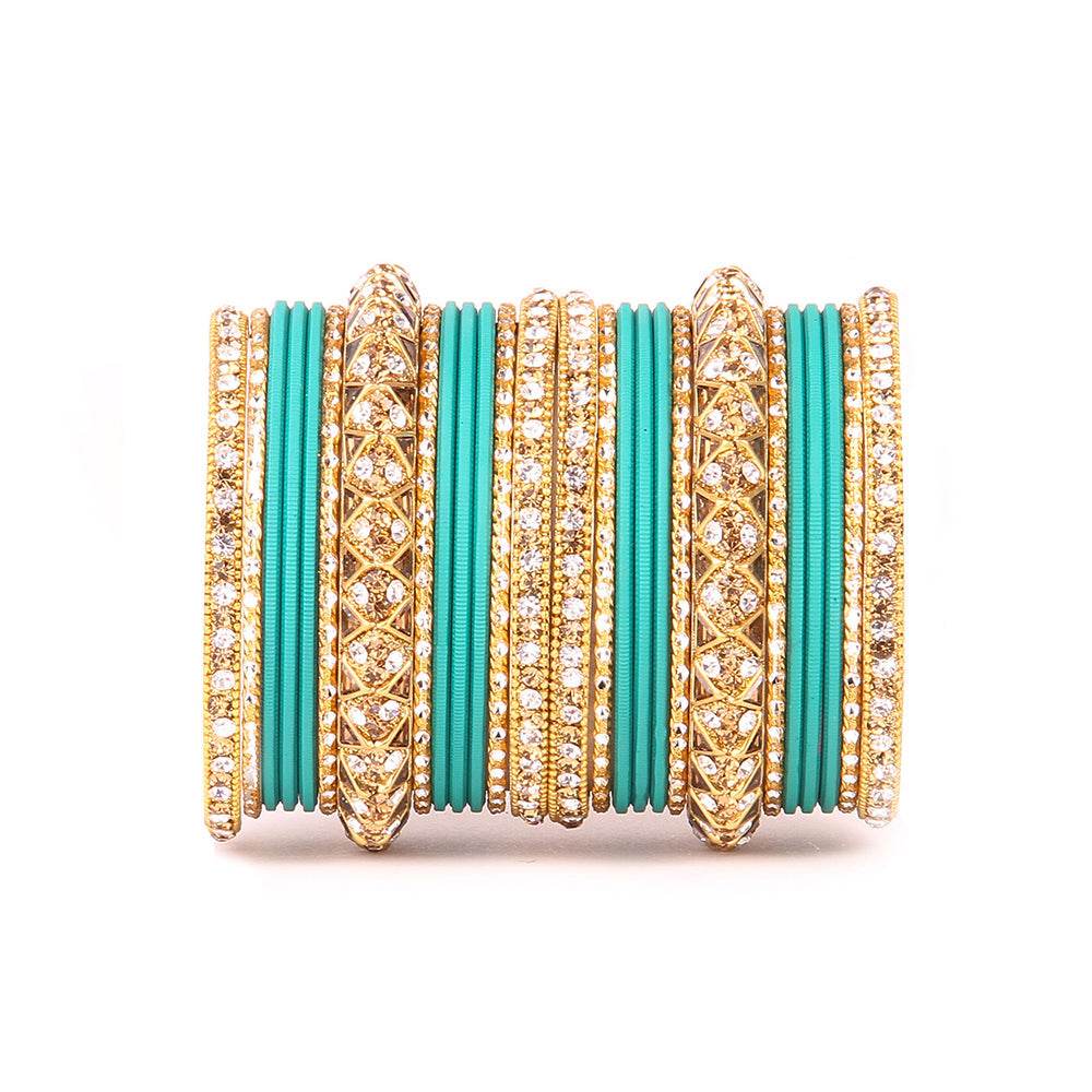 Antique Lac Bracelet With Matte Finish Bangle Set For Women Green 2.4in-Small All Bangle Sets T4 Jewels