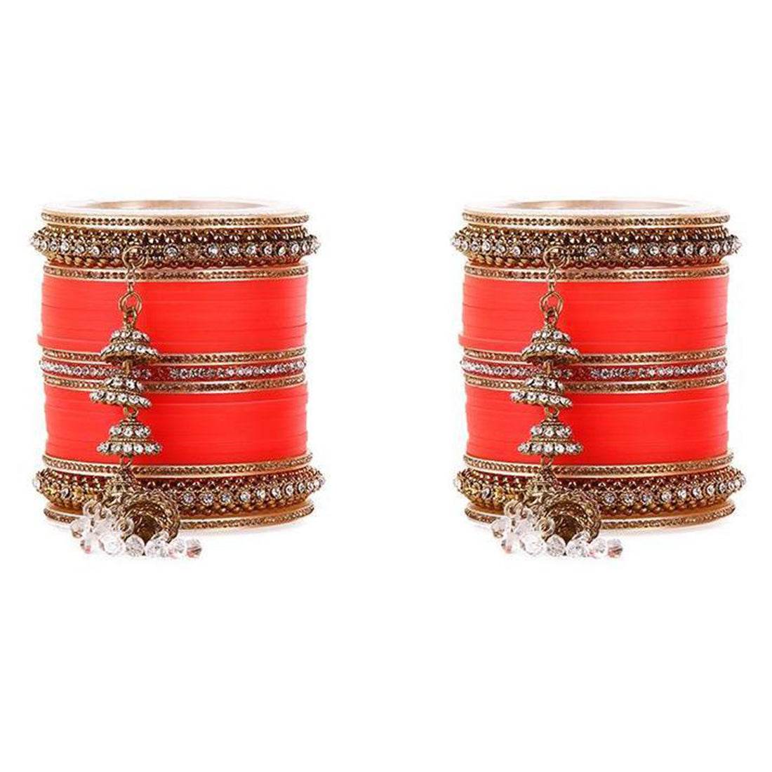 Beautiful Marriage Chura With Jhumki And Latkan Orange Bridal Chuda T4 Jewels