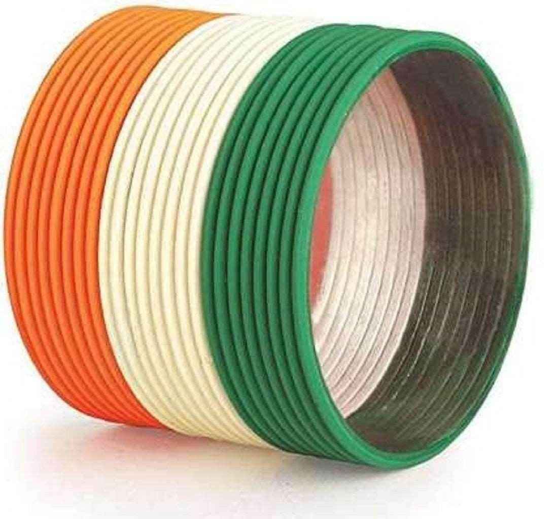 T4 Jewels Matte Design Tricolour Bangles For Republic Day/Independence Day Pack Of 24 Tricolor Bangles T4 Jewels