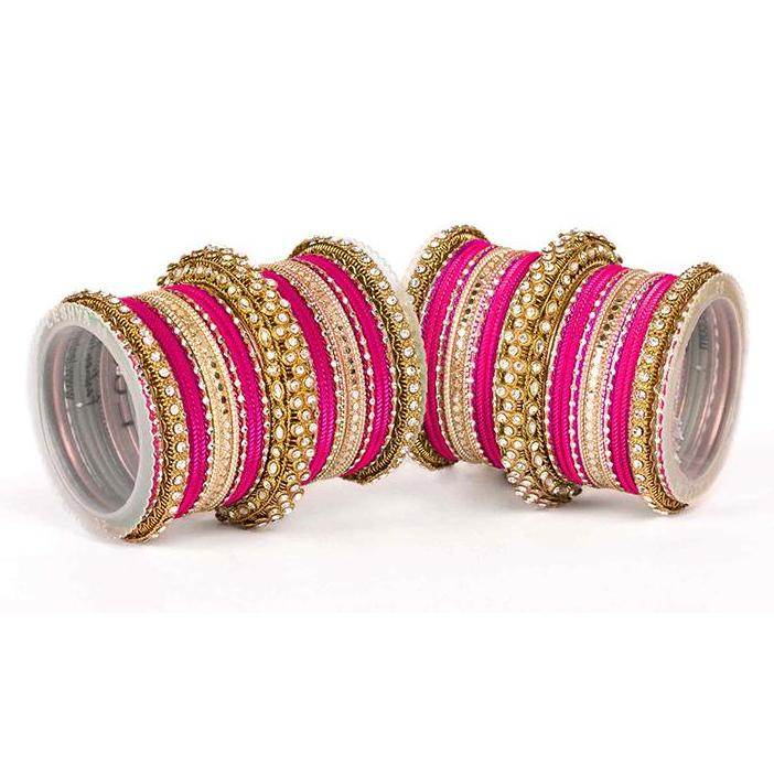 Set of 2 Traditional Colored Bangle Set Fuchsia All Bangle Sets T4 Jewels