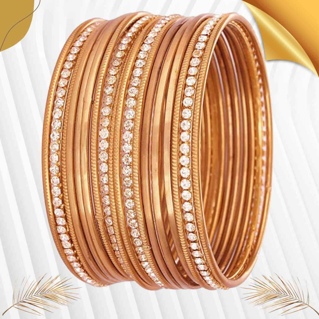 T4 Jewels Golden Color Bangles Set (Pack Of 18). Oxidized T4 Jewels