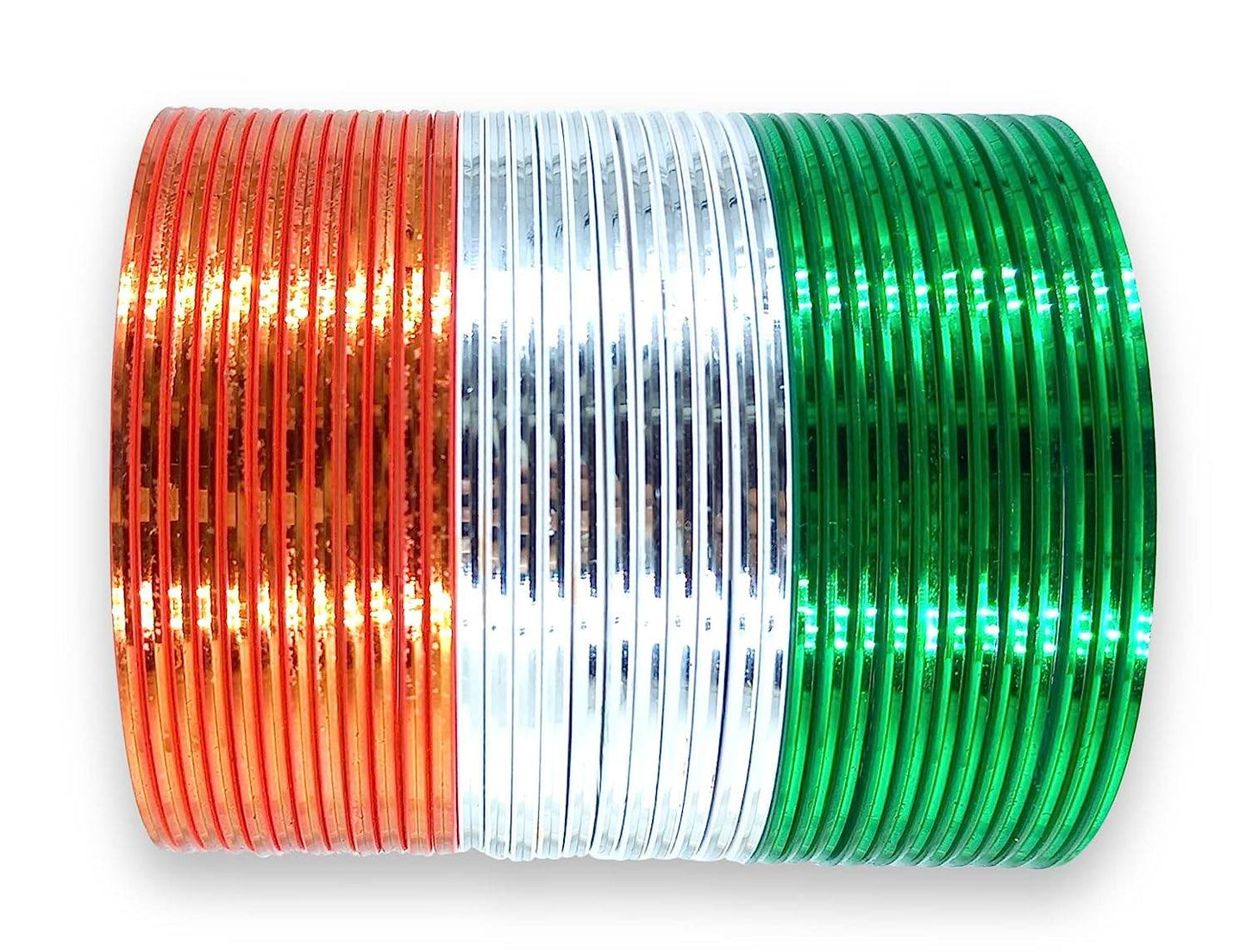 T4 Jewels Glossy Tricolor Bangle Set (Pack Of 36) Tricolor Bangles T4 Jewels