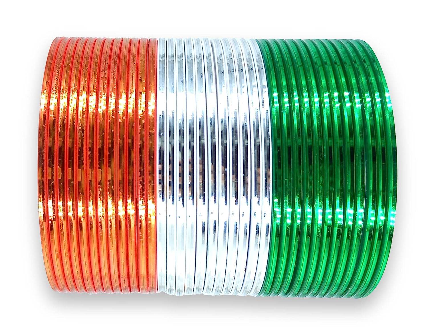 T4 Jewels Glossy Tricolor Bangle Set (Pack Of 36) Tricolor Bangles T4 Jewels