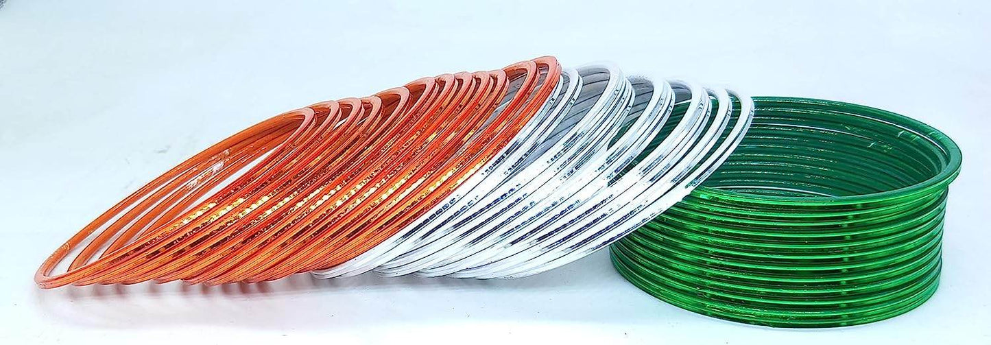 T4 Jewels Glossy Tricolor Bangle Set (Pack Of 36) Tricolor Bangles T4 Jewels