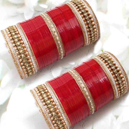T4 Jewels Red Color Premium Bridal Chuda -Availbale In All Sizes (CH34Z) Bridal Chuda T4 Jewels